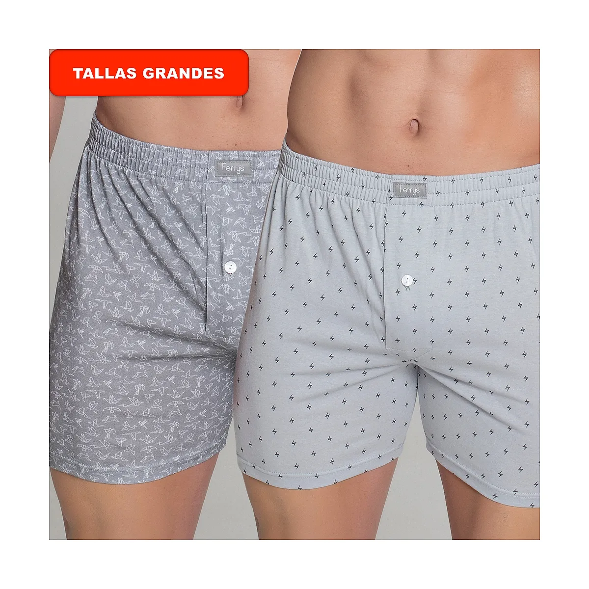 412b PACK 2 GREY PRINTED BOXERS