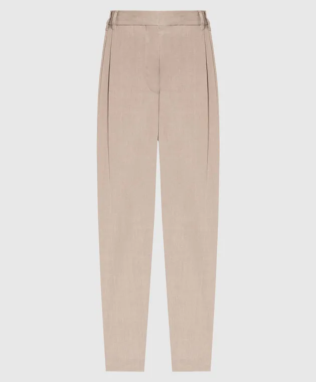 Brunello Cucinelli Beige pants with monil chain