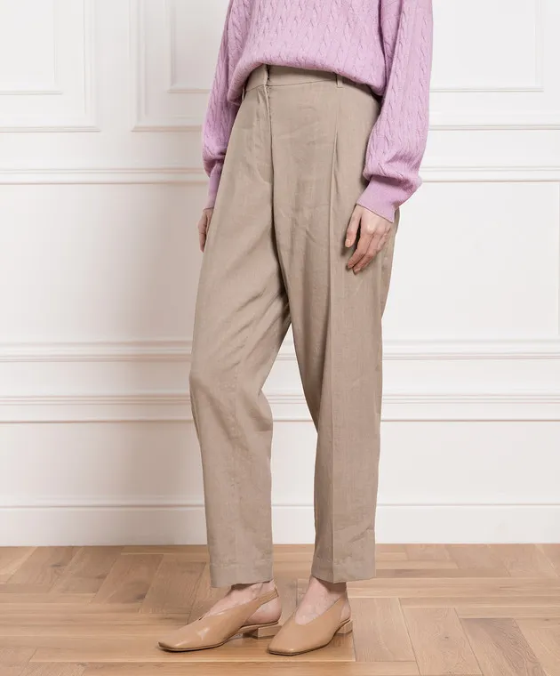 Brunello Cucinelli Beige pants with monil chain