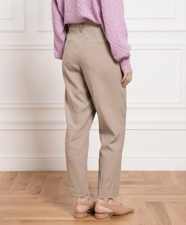Brunello Cucinelli Beige pants with monil chain