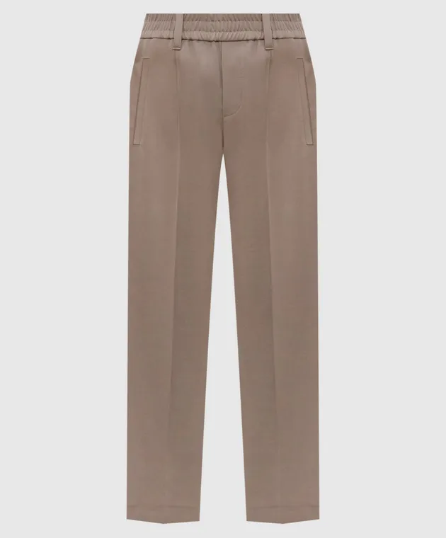Brunello Cucinelli Khaki pants with monil chain