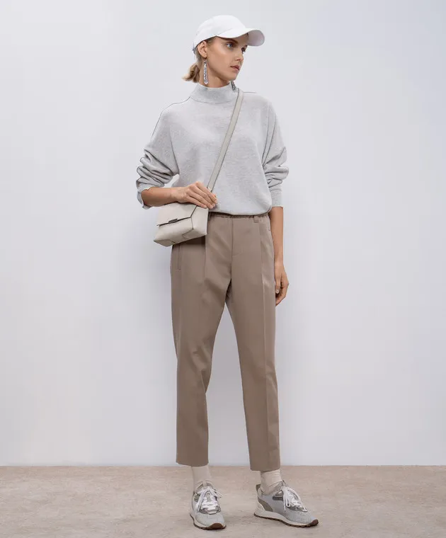 Brunello Cucinelli Khaki pants with monil chain