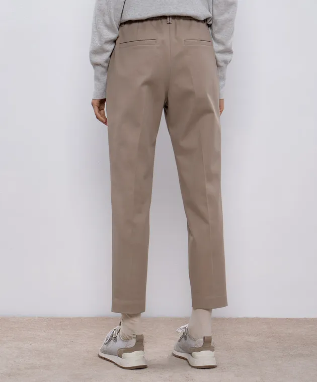 Brunello Cucinelli Khaki pants with monil chain