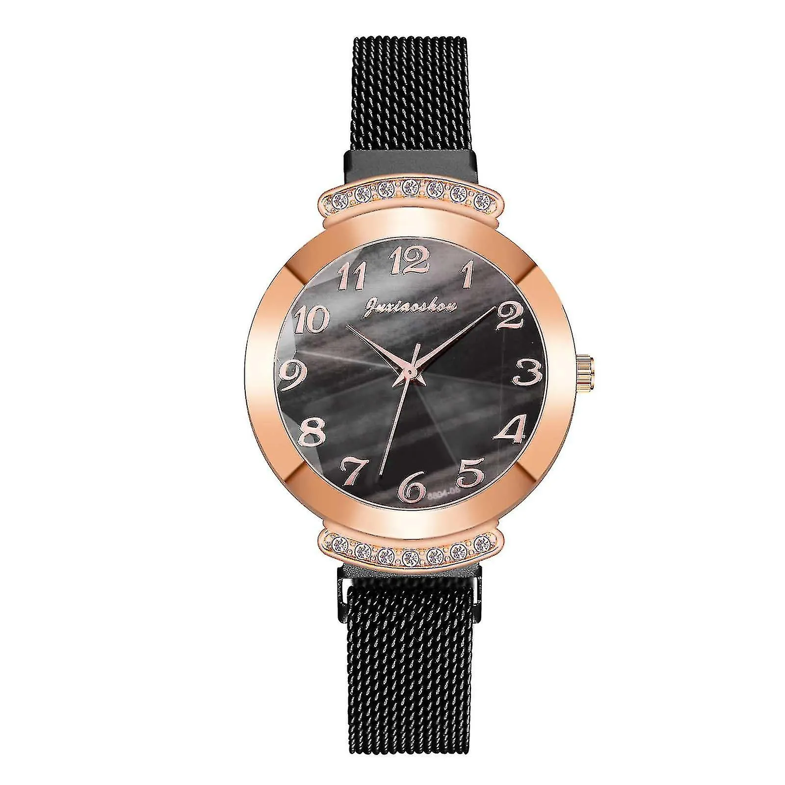 Casual Quartz Stainless Steel Band Women Flower Rhinestone Watch