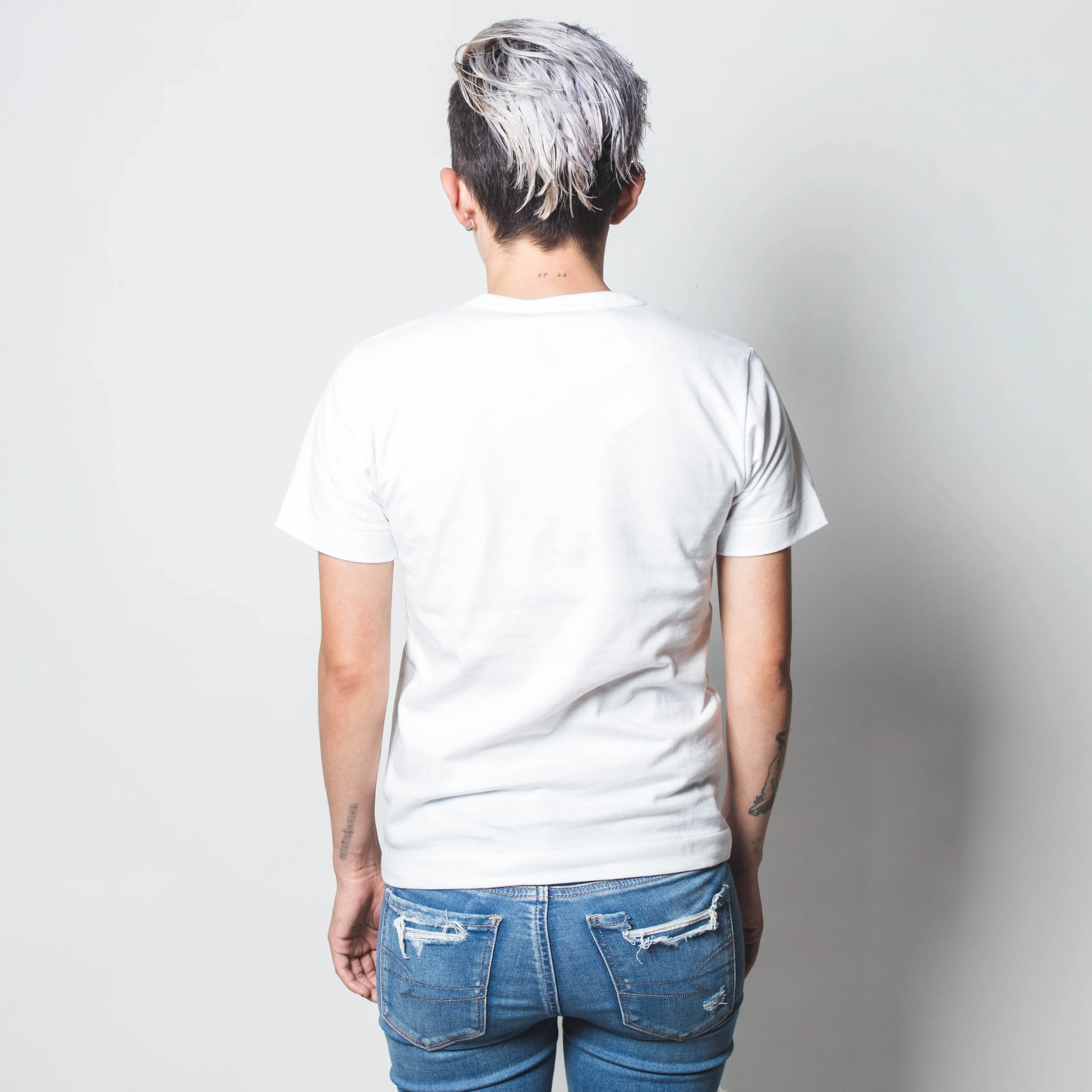 CDG PLAY Blue Eyes Black Heart Tee White