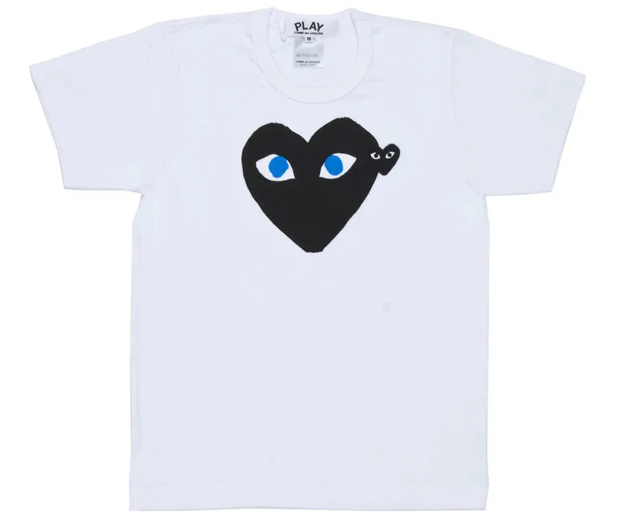 CDG PLAY Blue Eyes Black Heart Tee White