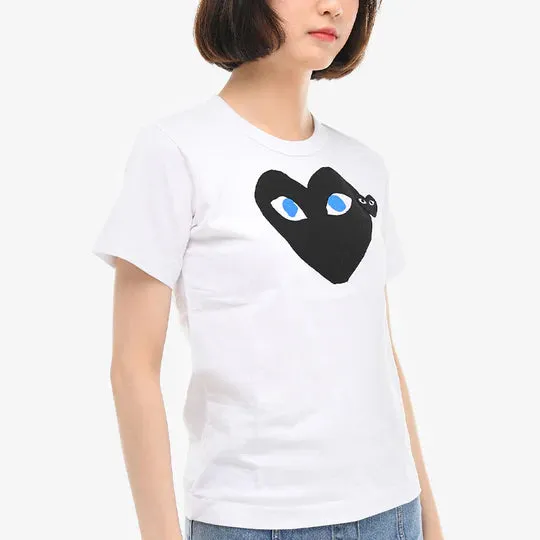 CDG PLAY Blue Eyes Black Heart Tee White