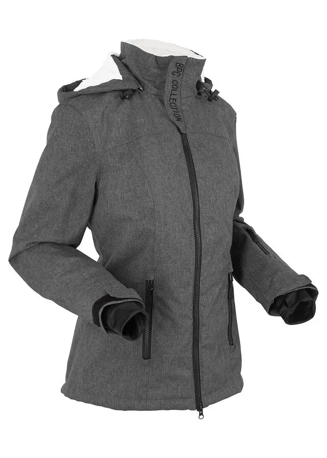 Chaqueta funcional con forro polar pizarra jaspeado