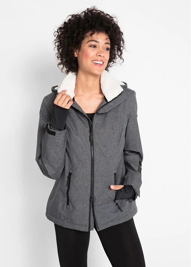 Chaqueta funcional con forro polar pizarra jaspeado