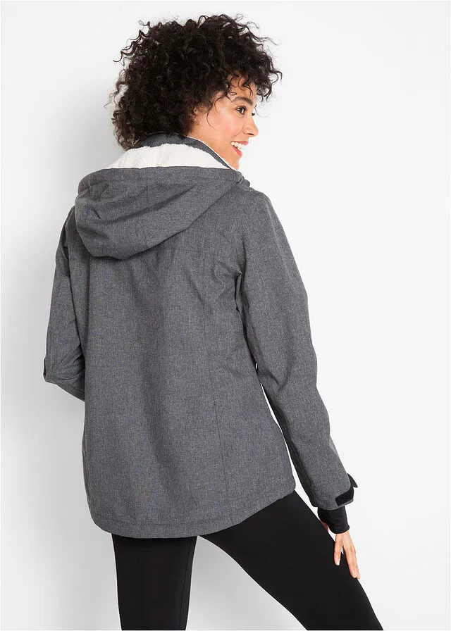Chaqueta funcional con forro polar pizarra jaspeado