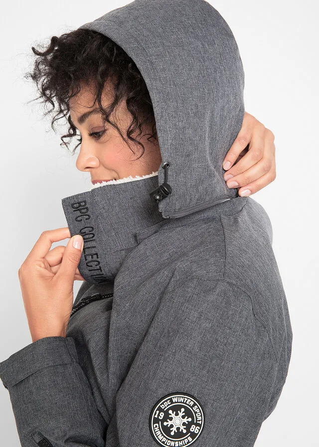 Chaqueta funcional con forro polar pizarra jaspeado