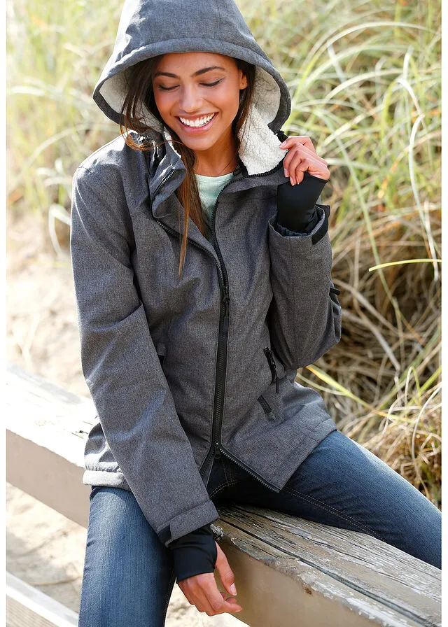 Chaqueta funcional con forro polar pizarra jaspeado