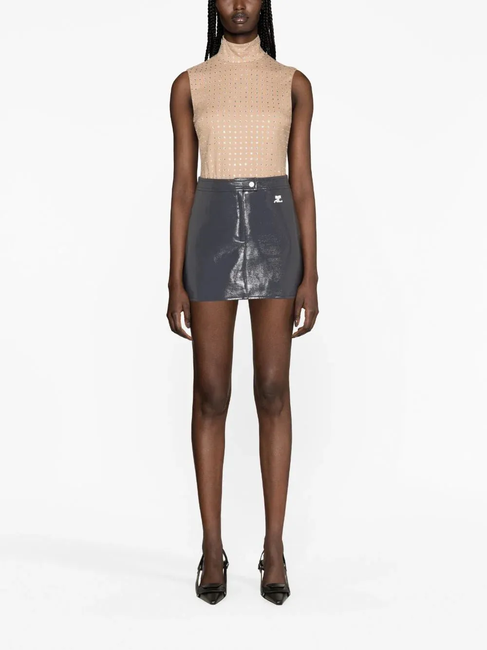 Courreges Skirt Vinyle Reedition Steel Grey