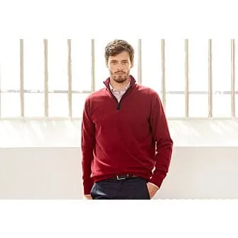 DARK RED HALFZIP WOOL PULLOVER  KEITHY
