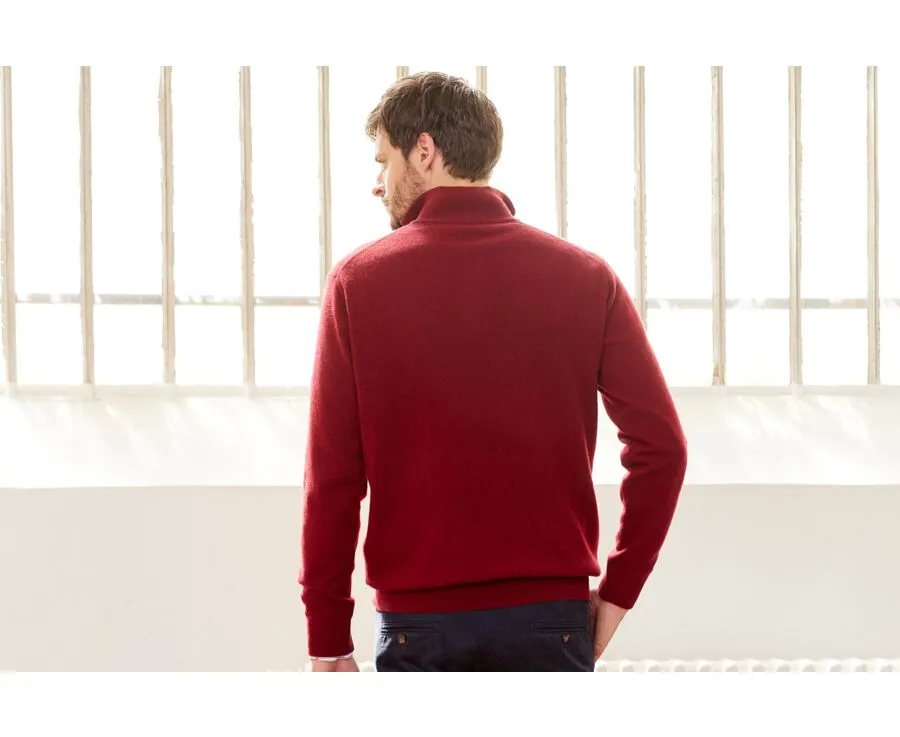 DARK RED HALFZIP WOOL PULLOVER  KEITHY