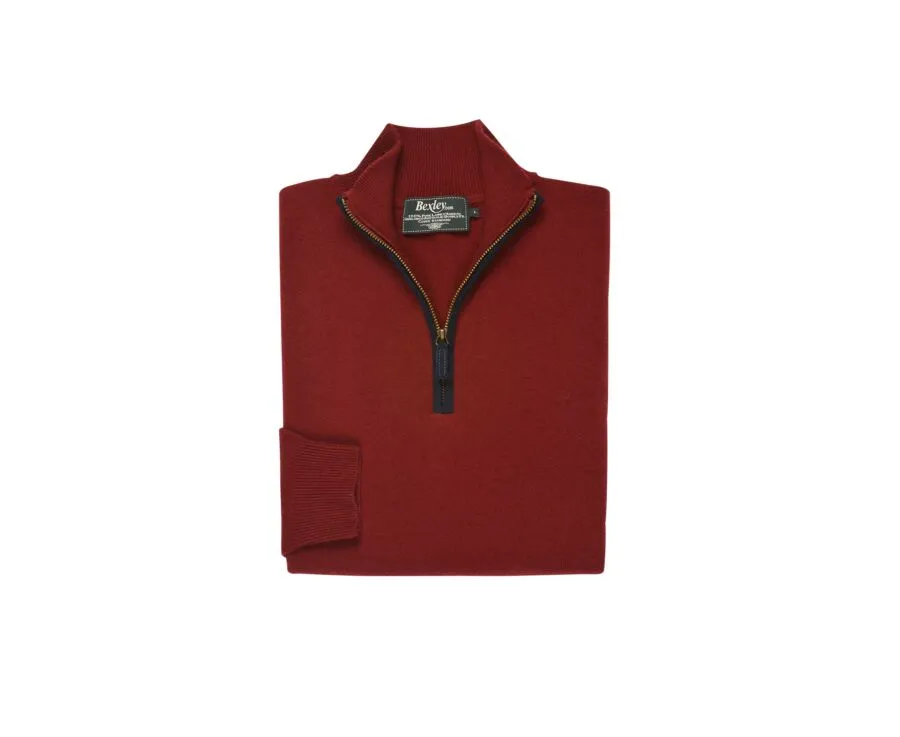 DARK RED HALFZIP WOOL PULLOVER  KEITHY