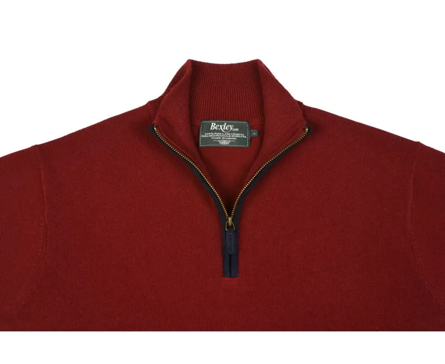 DARK RED HALFZIP WOOL PULLOVER  KEITHY