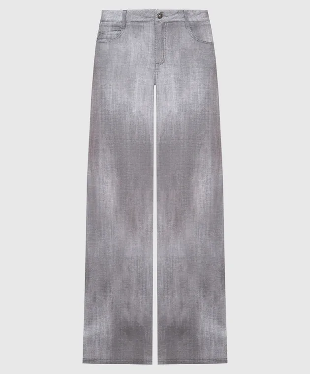 Ermanno Scervino Gray pants with logo patch