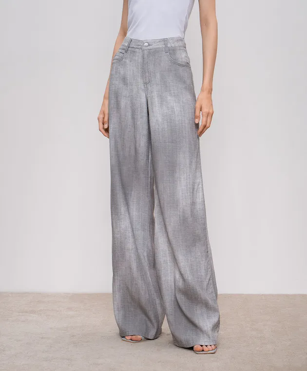 Ermanno Scervino Gray pants with logo patch