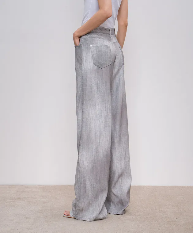 Ermanno Scervino Gray pants with logo patch