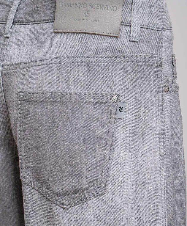 Ermanno Scervino Gray pants with logo patch