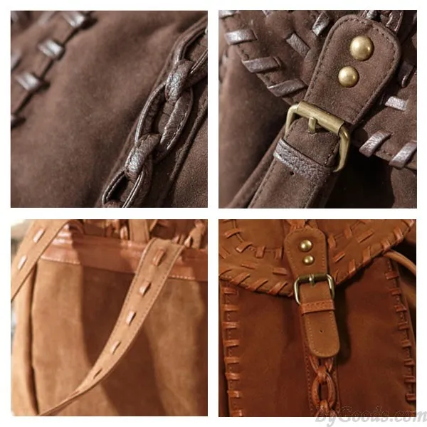 Fashion Original Weave Braid Brown Backpack