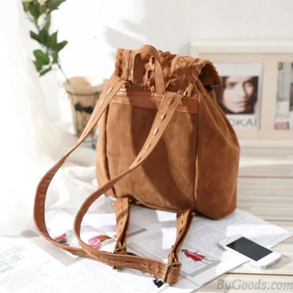 Fashion Original Weave Braid Brown Backpack