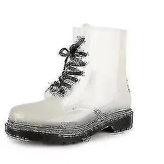 Free Women Rain Boots Mature Lady Lace Up Waterproof Lady Shoes Transparent Candy Colors Ankle Outdoor Girl Shoes