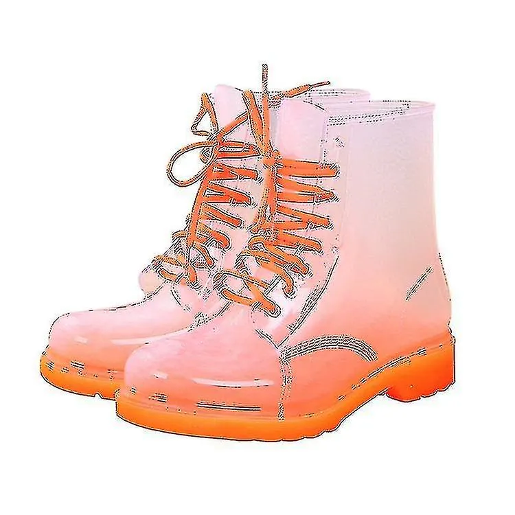 Free Women Rain Boots Mature Lady Lace Up Waterproof Lady Shoes Transparent Candy Colors Ankle Outdoor Girl Shoes