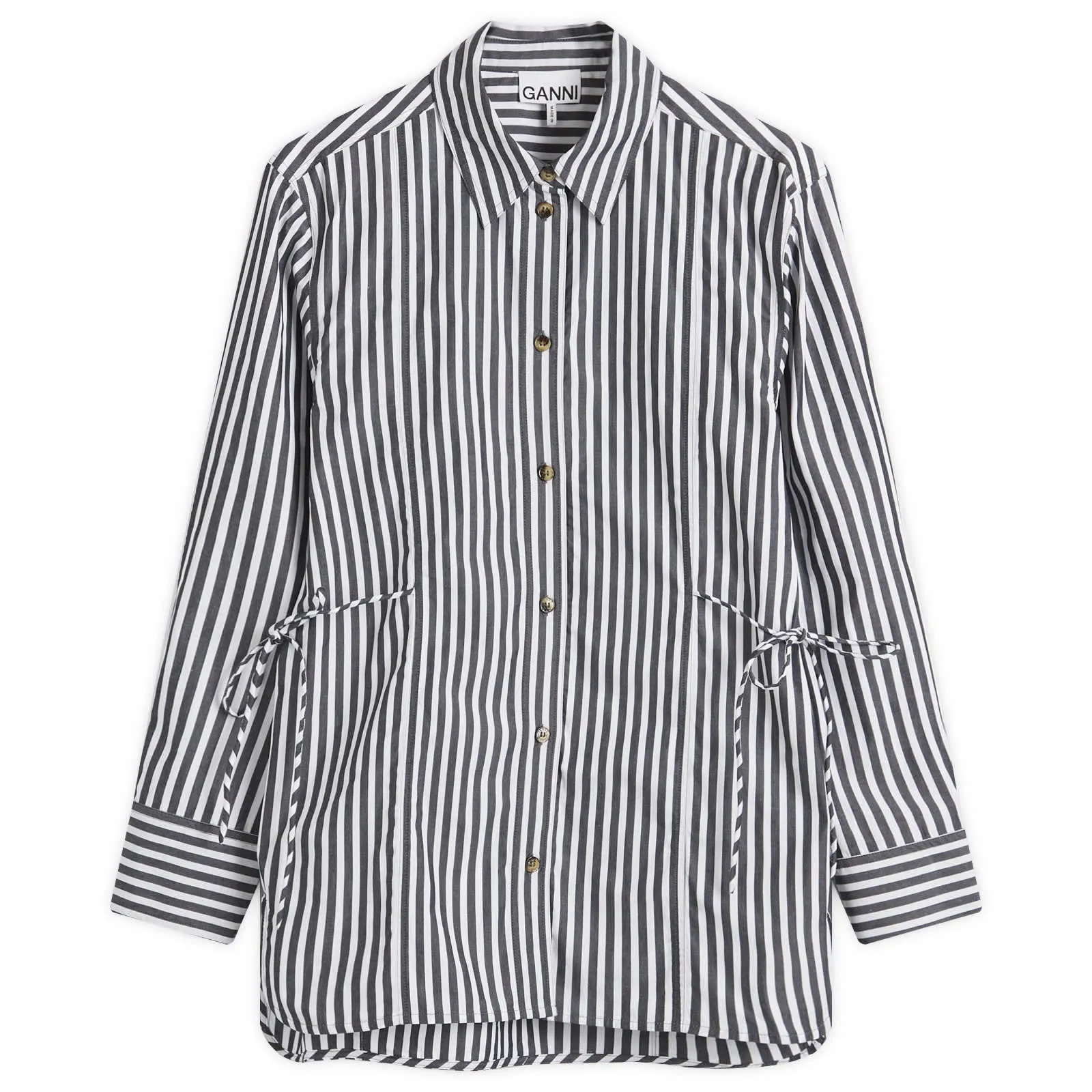GANNI Tie String Shirt Cotton Stripe