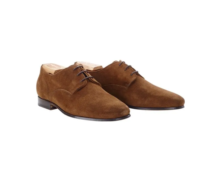 HAVANA SUEDE DERBY SHOES  RUBBER SOLE  BISHTON