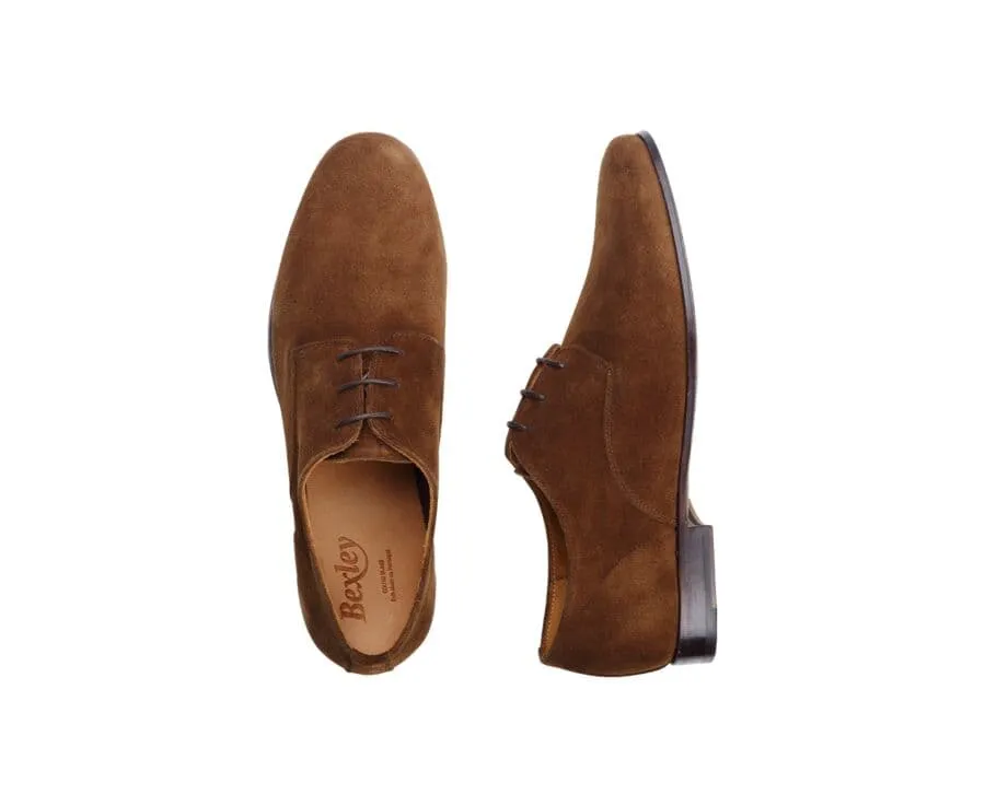 HAVANA SUEDE DERBY SHOES  RUBBER SOLE  BISHTON