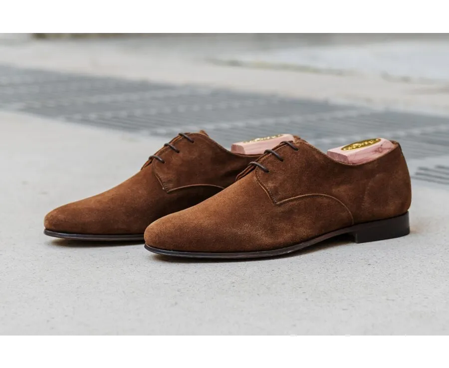 HAVANA SUEDE DERBY SHOES  RUBBER SOLE  BISHTON