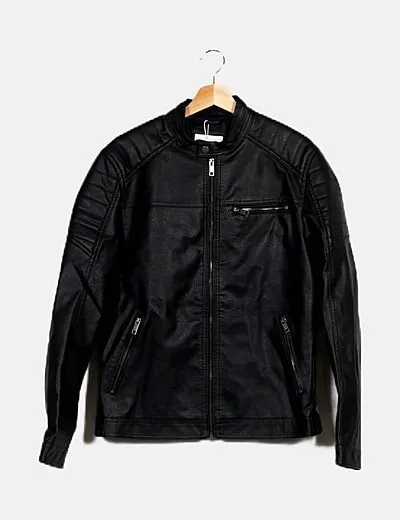 Jack & Jones Cazadora negra polipiel