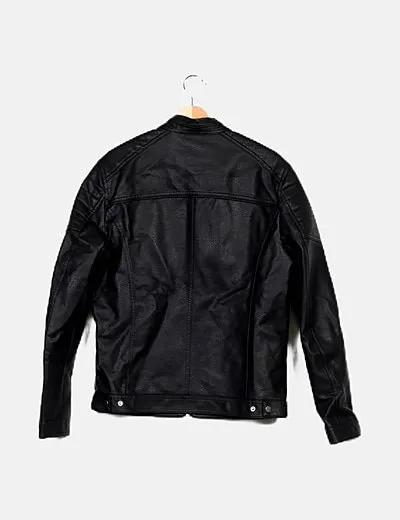 Jack & Jones Cazadora negra polipiel