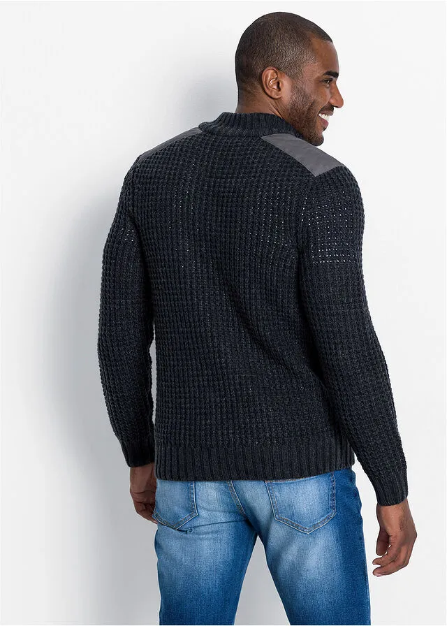 Jersey troyer con recortes de malla Gris oscuro jaspeado