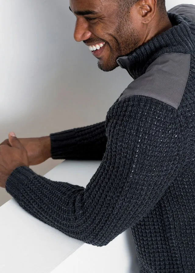 Jersey troyer con recortes de malla Gris oscuro jaspeado