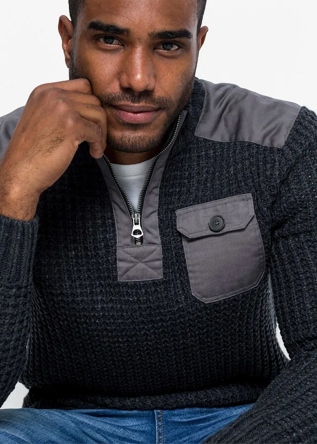 Jersey troyer con recortes de malla Gris oscuro jaspeado