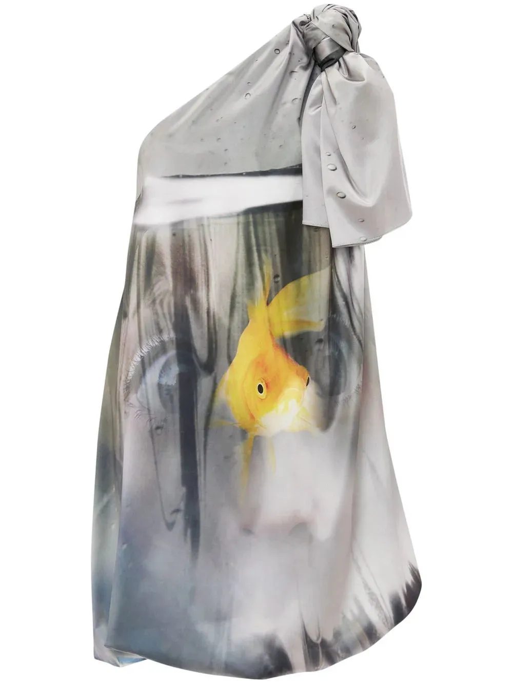 Jw Anderson Printed One Shoulder Knot Dress Grey