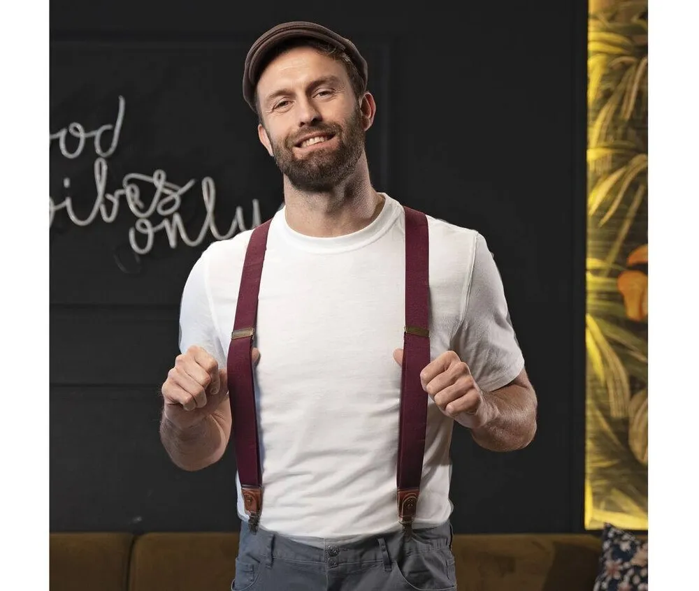 KARLOWSKY KYAG3  PLAIN COLOURED MODERN SUSPENDERS WITH URBAN CHARM  LIGHT BROWN