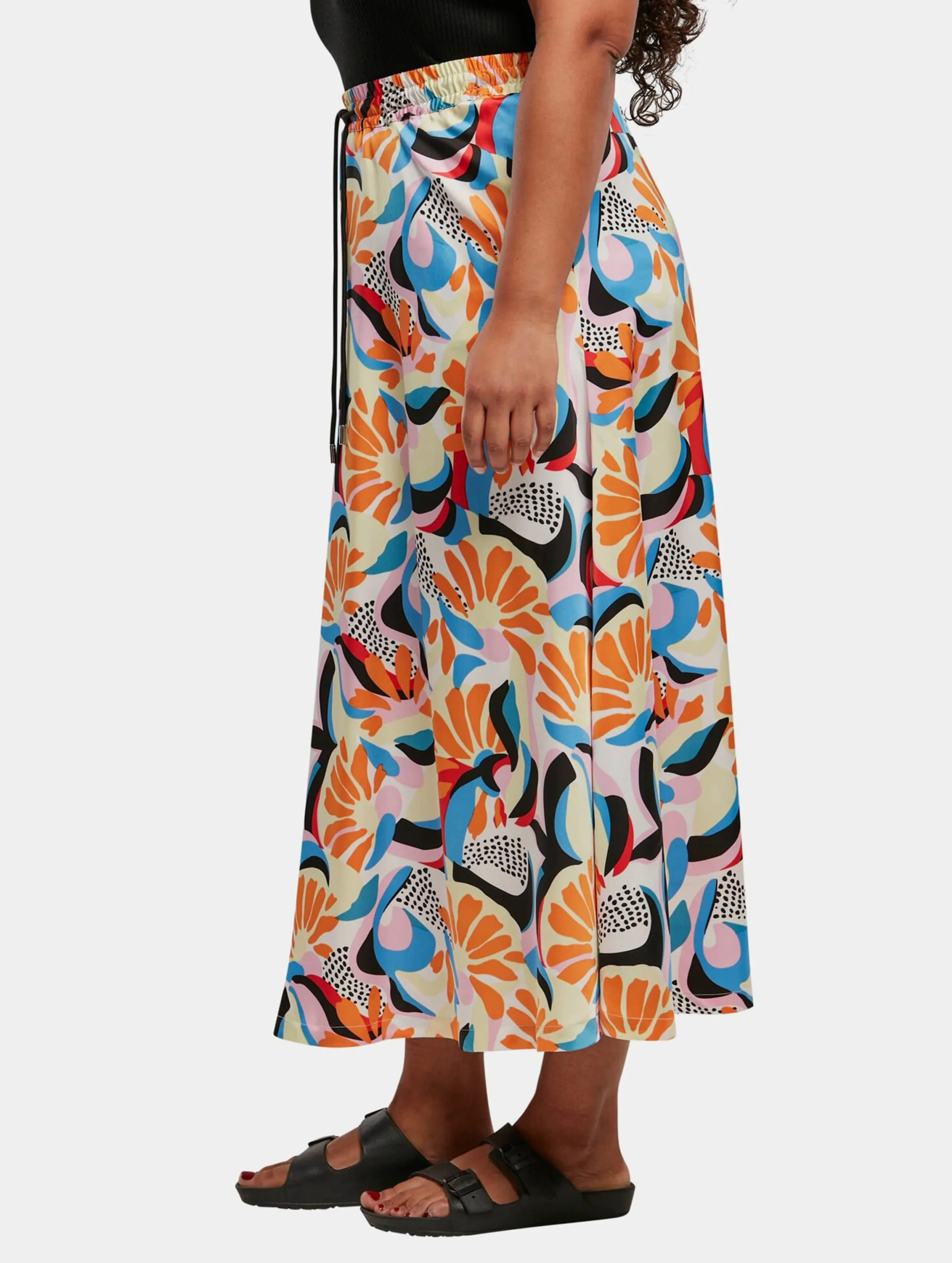 Ladies Aop Satin Midi