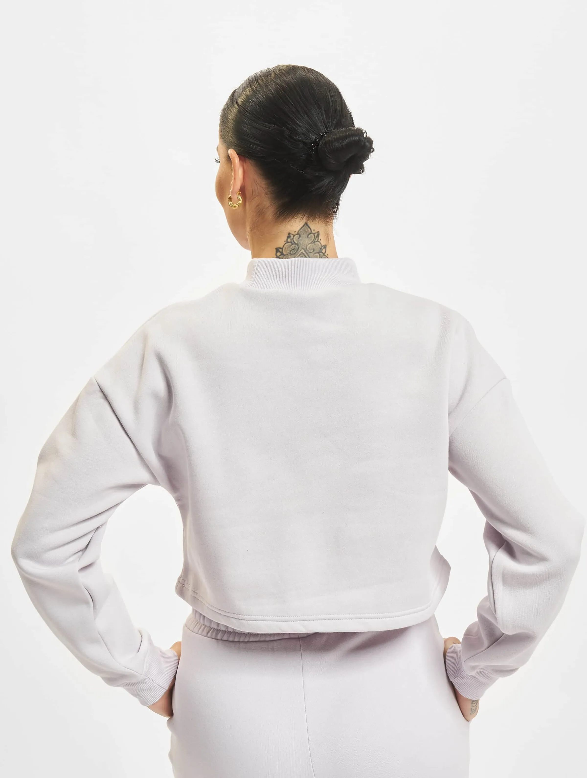 Ladies Cropped Oversized High Neck Crew