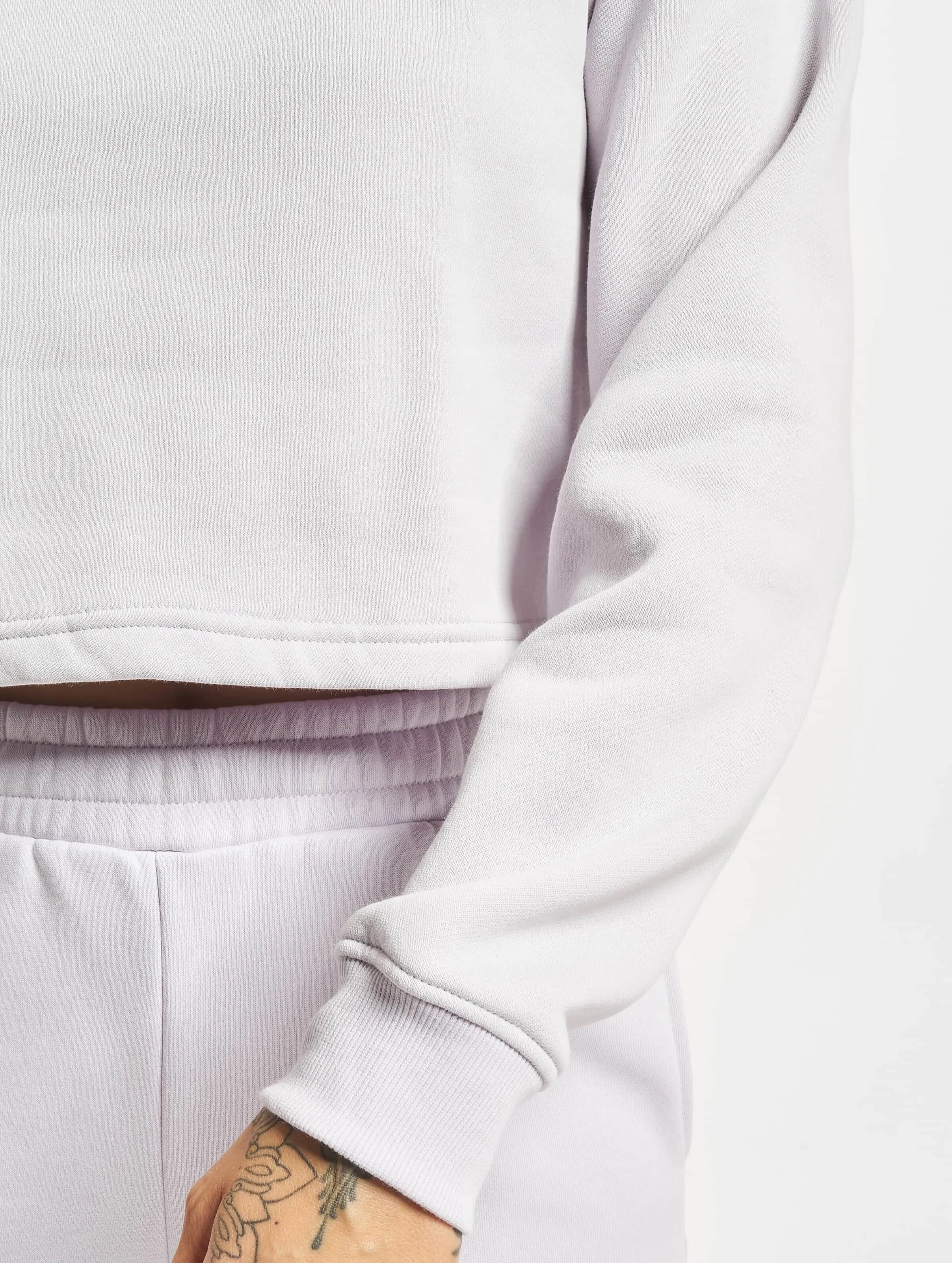 Ladies Cropped Oversized High Neck Crew