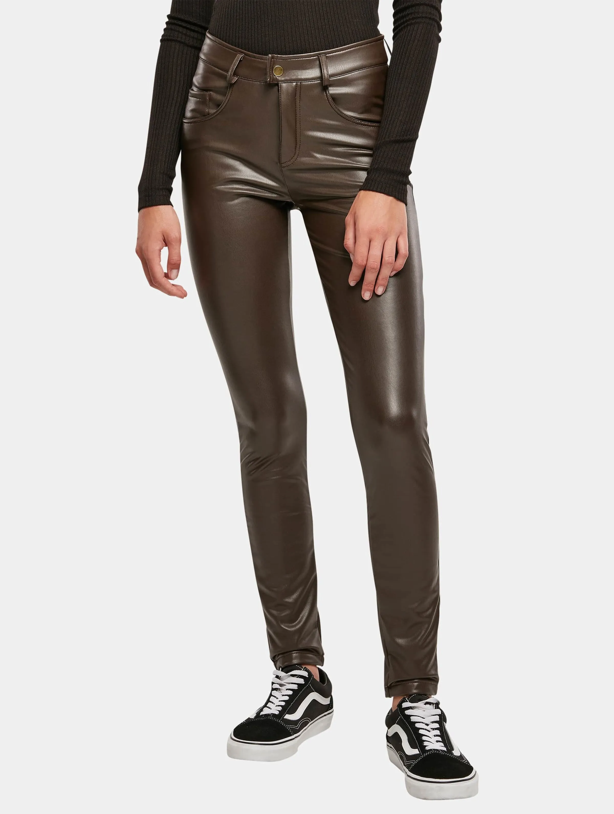 Ladies Mid Waist Synthetic Leather