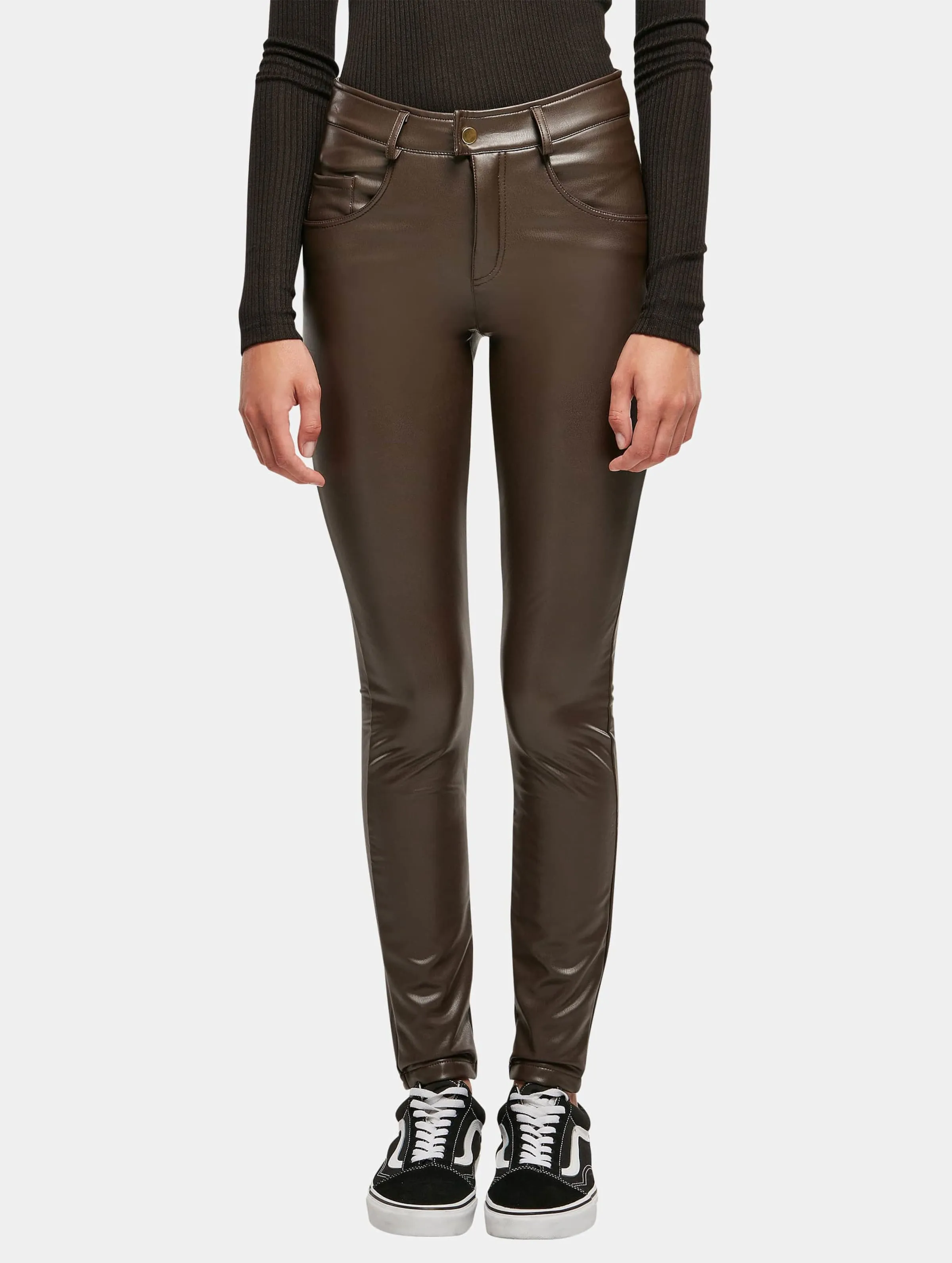 Ladies Mid Waist Synthetic Leather