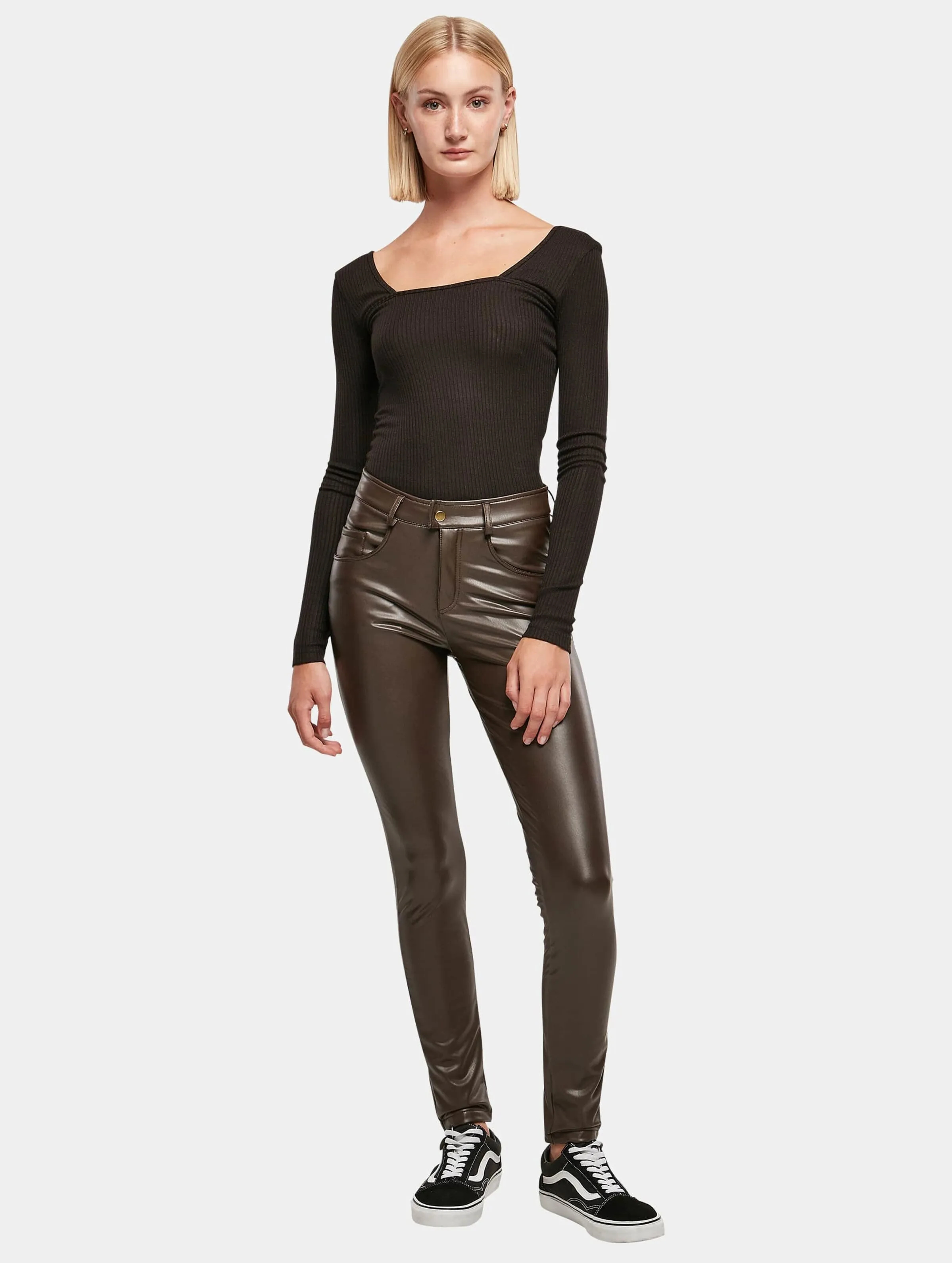 Ladies Mid Waist Synthetic Leather