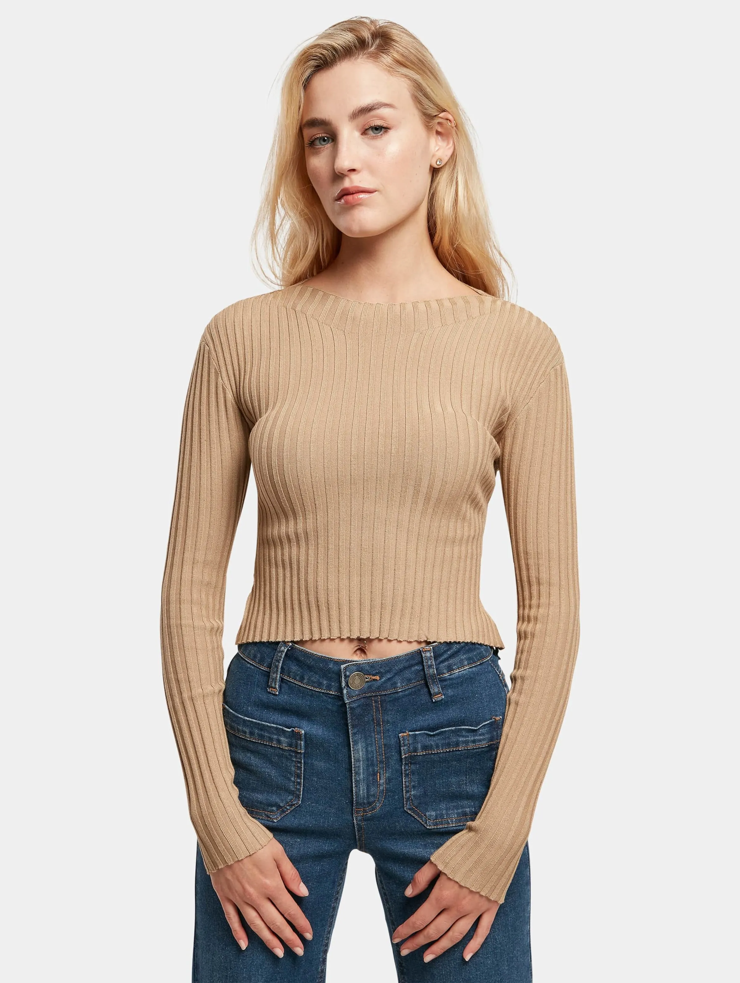 Ladies Short Rib Knit Twisted Back