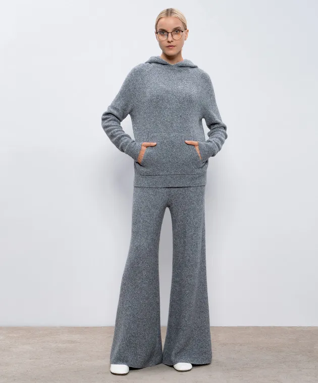 LISA YANG Khloe cashmere gray melange flared pants