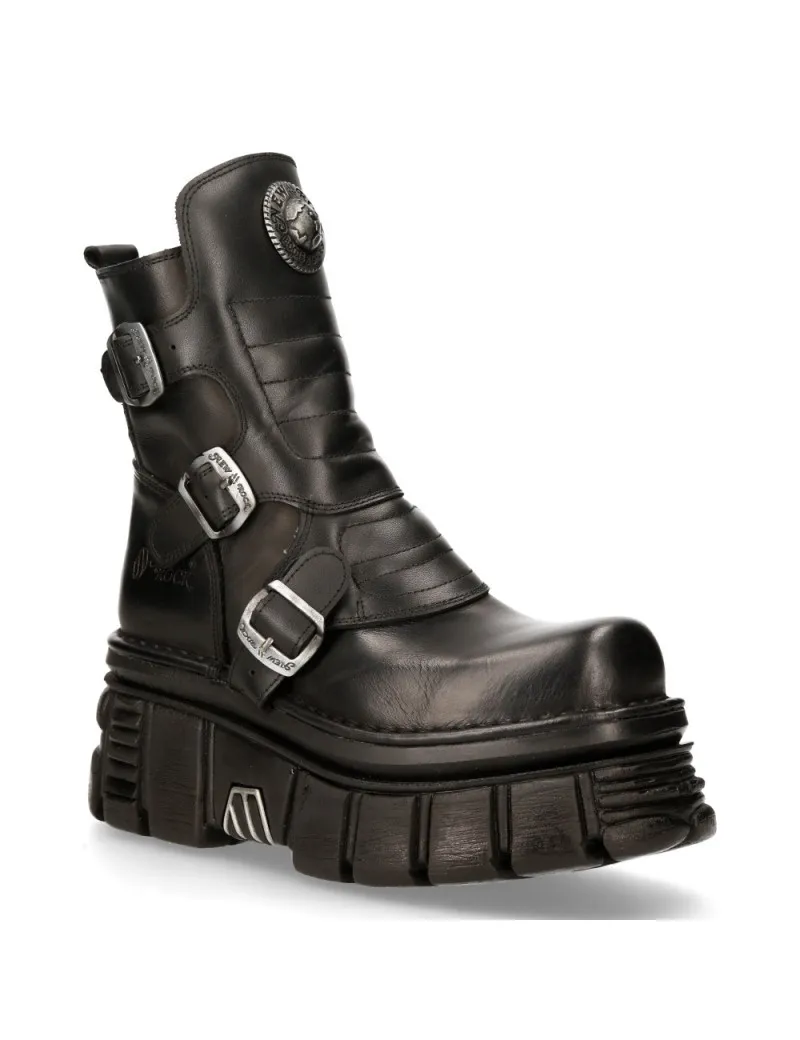 MEDIA BOTAS DE PIEL NOMADA NEGRO PLATAFORMA