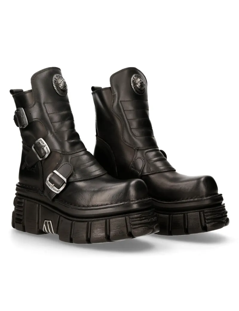 MEDIA BOTAS DE PIEL NOMADA NEGRO PLATAFORMA